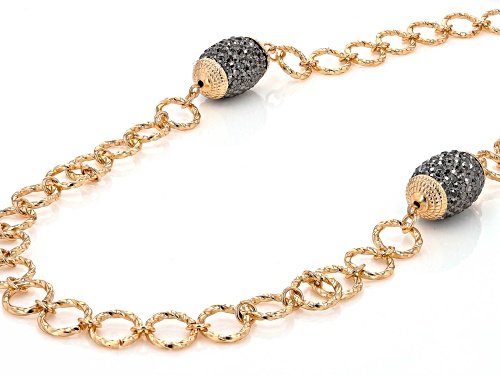 Pre-Owned Off Park® Collection, Hematine Color Crystal Gold Tone Station Necklace & Bracelet Set