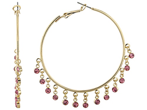 Pre-Owned Off Park® Collection Blue, White, Green &; Pink Crystal Gold Tone Hoop Earrings Set of 4
