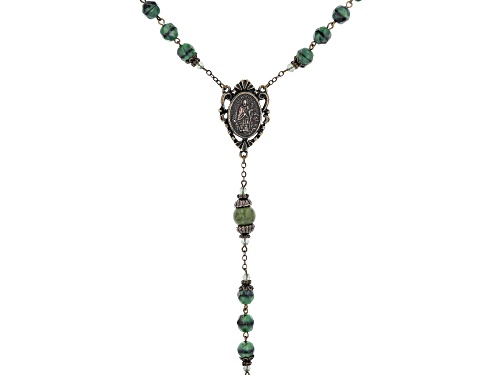 Pre-Owned Artisan Collection Of Ireland™ Glass Beads & 10mm Connemara Marble Bronze Tone Irish Rosar
