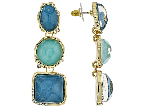 Pre-Owned Off Park® Collection, Waterfall Color Acrylic, White Crystal Gold Tone Necklace & Earring