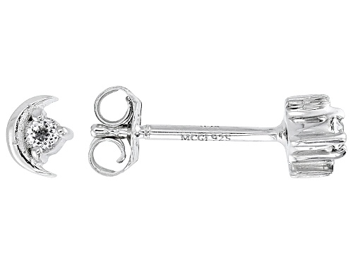 Pre-Owned 0.39ctw Round Lab Created White Sapphire Rhodium Over Sterling Silver Ear Stack Set