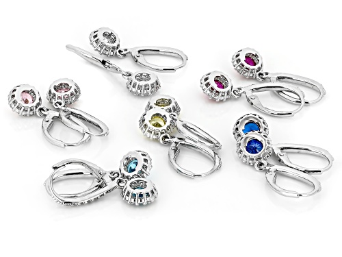 Pre-Owned Bella Luce® Ottone 13.60ctw Multi-Gemstone Simulant Rhodium Plated Earring Set