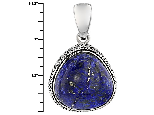 Pre-Owned 20.5 X 20.0mm Trillion Lapis Lazuli Sterling Silver Enhancer With Chain