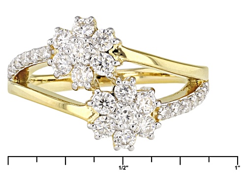 Pre-Owned Moissanite Fire® .94ctw Dew Round 14k Yellow Gold Over Silver Ring - Size 7