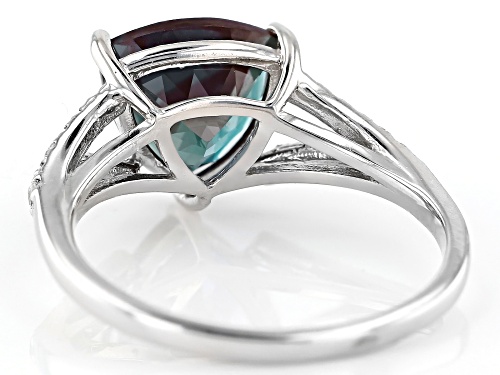 Pre-Owned 2.81CT TRILLION LAB CREATED ALEXANDRITE WITH .18CTW ROUND WHITE ZIRCON RHODIUM OVER SILVER - Size 8