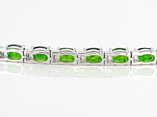 Pre-Owned 14.00ctw Oval Chrome Diopside With 1.15ctw Round White Zircon Sterling Silver Bracelet - Size 7