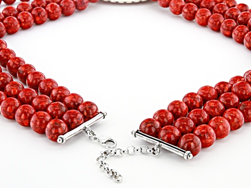 Pre-Owned Southwest Style By JTV™ Coral Enhancer/Pendant & Convertible 3-Strand Bead Necklace/Bracel