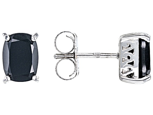 Pre-Owned 44.39ctw Rectangular Cushion Black Spinel Sterling Silver Ring, Pendant With Chain And Ear
