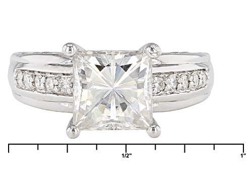 Pre-Owned Moissanite Fire® 3.34ctw Diamond Equivalent Weight Square Brilliant And Round Platineve™ R - Size 7