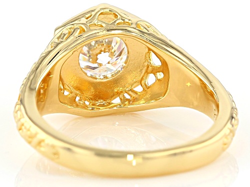 Pre-Owned Moissanite Fire® 1.00ct Dew Round 14k Yellow Gold Over Silver Ring - Size 10