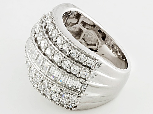 Pre-Owned Bella Luce ® 5.95ctw Baguette And Round Rhodium Over Sterling Silver Ring - Size 7