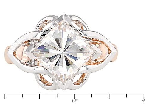 Pre-Owned Moissanite Fire® 3.10ctw Dew Square Brilliant Platineve™ And 14k Rose Gold Over Platineve - Size 8