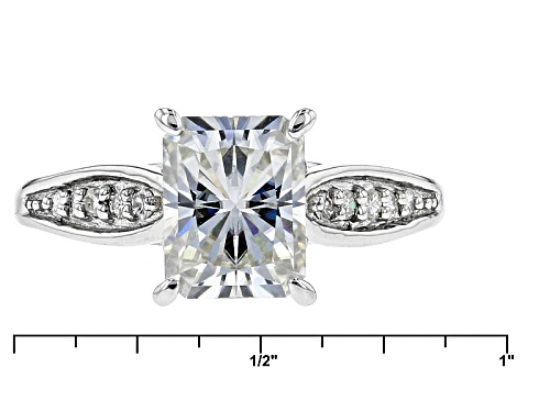 Pre-Owned Moissanite Fire® 2.90ctw Dew Radiant Cut And Round Platineve™ Ring - Size 11