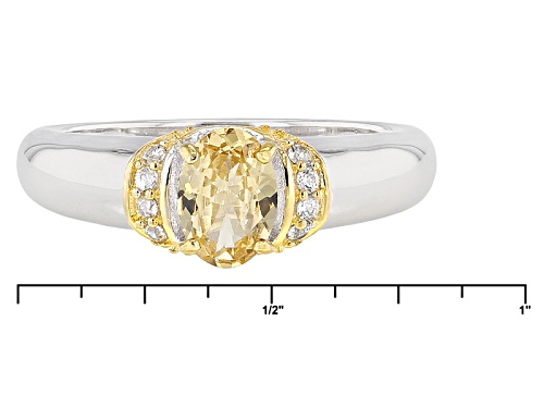 .64ctw Oval Golden Grossular Garnet With .06ctw Round White Zircon Sterling Silver Two Tone Ring - Size 11