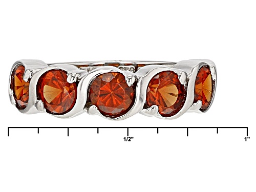 1.35ctw Round Orange Mandarin garnet Sterling Silver 5-Stone Band Ring - Size 8
