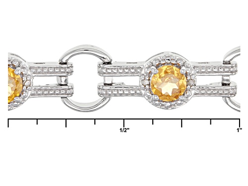 1.35ctw Round Mandarin Garnet  And .03ctw Round Champagne Diamond Accent Silver Bracelet - Size 8