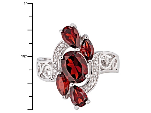 2.69ctw Oval, Pear Shape, & Marquise Vermelho Garnet™ With .09ctw Zircon Rhodium Over Silver Ring - Size 8