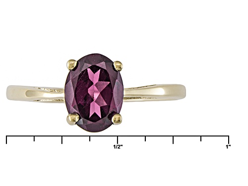 1.28ct Oval Grape Color Garnet Solitaire 10k Yellow Gold Ring - Size 12