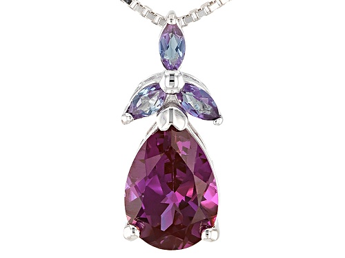 2.13CTW PEAR SHAPE AND MARQUISE LAB CREATED ALEXANDRITE STERLING SILVER SLIDE WITH CHAIN