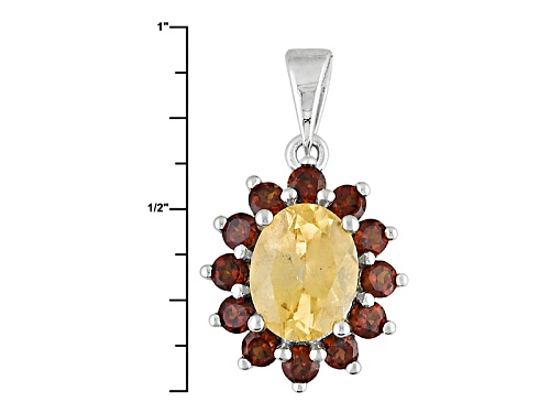 3.05ctw Oval Imperial Hessonite™ And Round Vermelho Garnet™ Silver Pendant With Chain