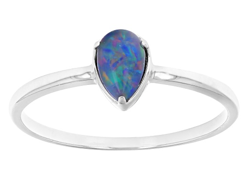 Australian Opal Triplet Rhodium Over Sterling Silver Set of 3 Rings - Size 6