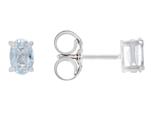 1.30ctw Aquamarine Rhodium Over Sterling Silver Earring Set with Box