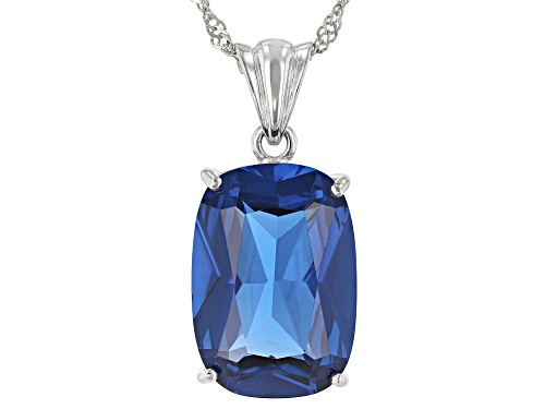 38.00ctw Lab Created Blue Spinel Rhodium Over Silver Pendant With Chain, Earrings,Ring Box Set