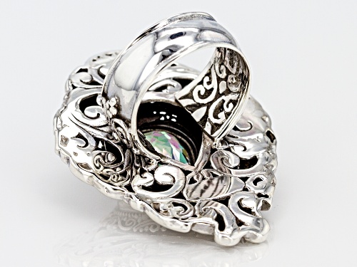 Artisan Collection Of Bali™ 4.14ct Pear Shape Zero Saturn™ Mystic Quartz® Solitaire Silver Ring - Size 7