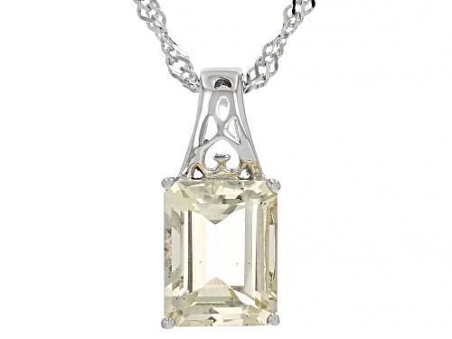 6.95ctw Rectangular Yellow Labradorite Rhodium Over Silver Ring,Earrings, Pendant With Chain