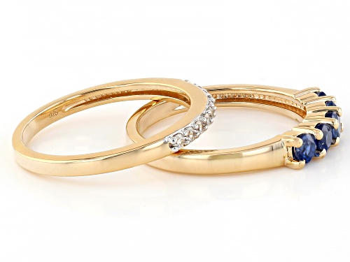 0.60ctw Blue Kyanite With 0.09ctw White Zircon 18k Yellow Gold Over Sterling Silver Ring - Size 7