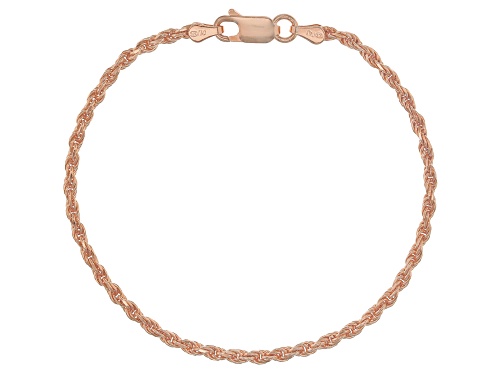 Rhodium & 18k Yellow & Rose Gold Over Sterling Silver Rope Bracelet 7.5 Inch Set Of Three