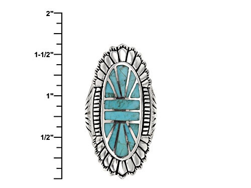 Southwest Style By Jtv™ Mixed Shapes Turquoise Sterling Silver Inlay Ring - Size 5