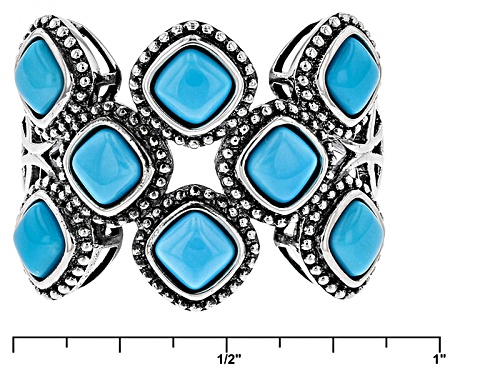 Southwest Style By Jtv™ 4mm Square Cushion Sleeping Beauty Turquoise Sterling Silver Ring - Size 5