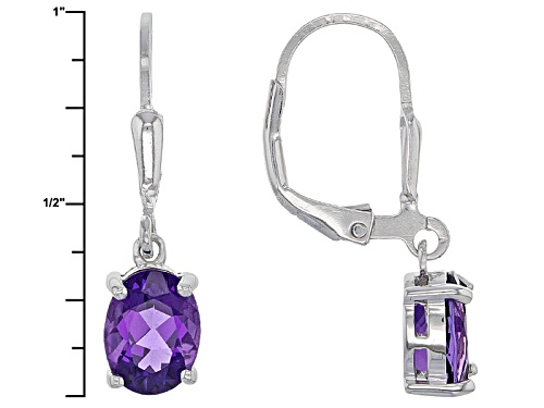 1.60ctw Oval African Amethyst Sterling Silver Solitaire Dangle  Earrings