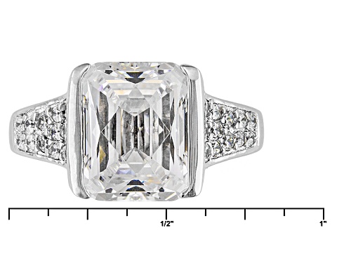 Tycoon For Bella Luce® 6.34ctw Emerald Cut & Round Platineve® Ring (4.20ctw Dew) - Size 10