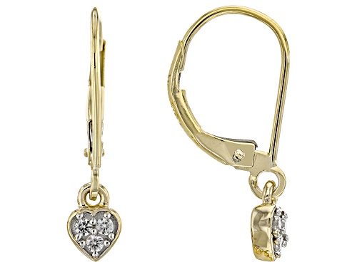 0.27ctw White Zircon 10k Yellow Gold Heart Dangle And Stud Earring Set Of 2