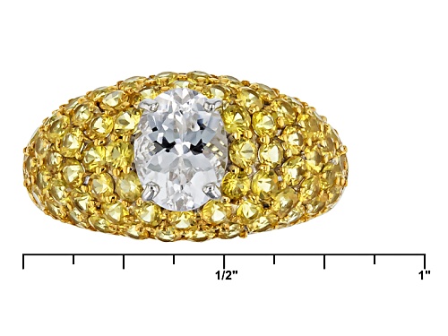 .89ct Oval Mexican Danburite With 2.50ctw Round Yellow Sapphire Sterling Silver Ring - Size 8