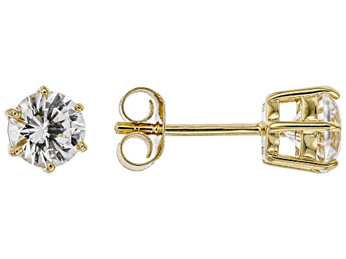 1.70ctw Round Lab Created White Sapphire 18k Yellow Gold Over Sterling Silver Earring Set of 2