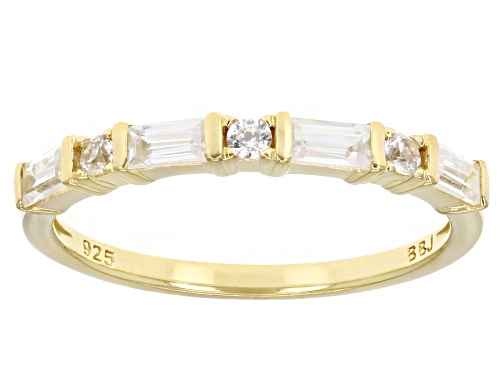 0.79ctw White Zircon 18k Yellow Gold Over Sterling Silver Stackable Rings Set Of 2 - Size 9