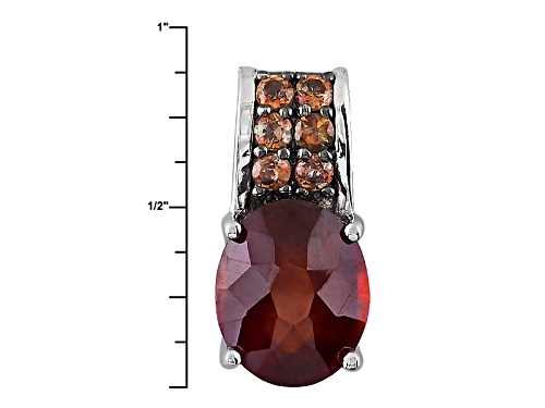 4.67ct Oval Hessonite Garnet And .33ctw Round Andalusite Sterling Silver Pendant With Chain