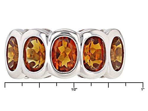3.50ctw Oval Madeira Citrine Sterling Silver 5-Stone Band Ring - Size 8
