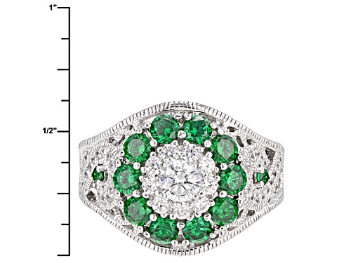Vanna K ™ For Bella Luce ® 2.96ctw Round Emerald Simulant & Diamond Simulant Platineve® Ring - Size 10