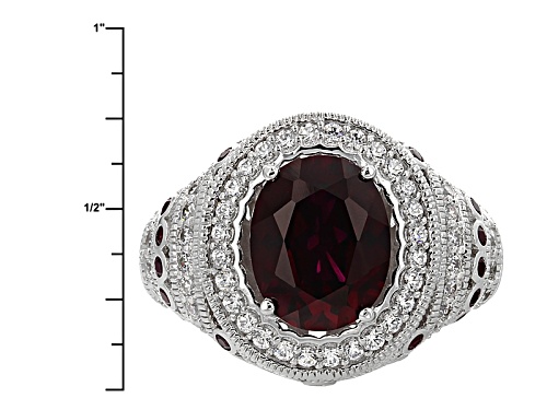 Vanna K™For Bella Luce ® 3.79ctw Lab Created Ruby And White Diamond Simulant Platineve®Ring - Size 7