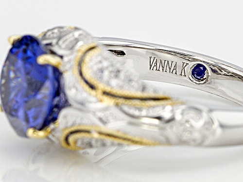 Vanna K™ For Bella Luce®4.45ctw Tanzanite & Diamond Simulants Platineve(R) & Eterno™ Yellow Ring - Size 8