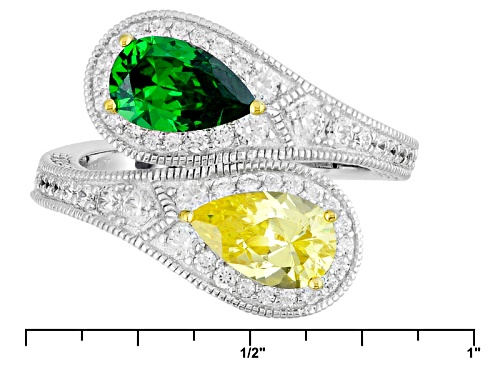 Vanna K ™ For Bella Luce ®3.99ctw Emerald, Canary, & White Diamond Simulants Platineve®Ring - Size 8