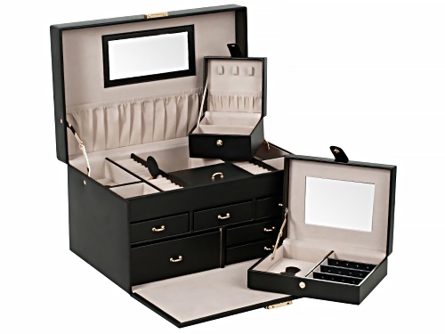 Heritage Large Jewelry Box in Black By Wolf
