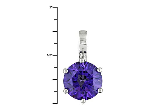 4.59ct Rd Lab Created Tanzanite Color Yag Sterling Silver Solitaire Pendant With Chain