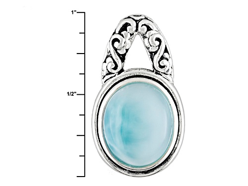 12x10mm Oval Blue Larimar Rhodium Over Sterling Silver Pendant With Chain