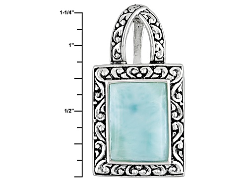 14x10mm Baguette Cabochon Larimar Sterling Silver Pendant With Chain