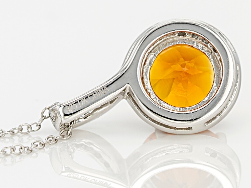 1.70ct Round Madeira Citrine And .26ctw Round White Zircon Sterling Silver Pendant With Chain